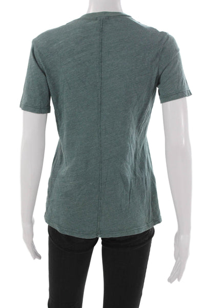 Monrow Women Basic V-Neck Modal Tee Green Short Sleeve Pullover Size S