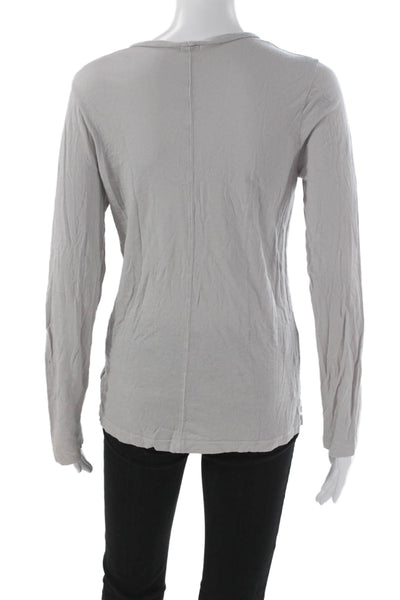Monrow Women Basic V Neck Long Sleeve T Shirt Gray Modal Size M