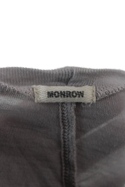 Monrow Women Basic V Neck Long Sleeve T Shirt Gray Modal Size M