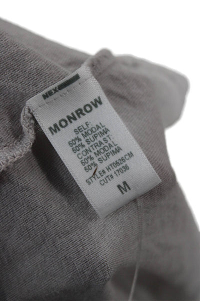 Monrow Women Basic V Neck Long Sleeve T Shirt Gray Modal Size M
