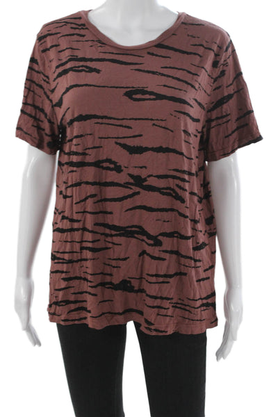 Monrow Women Multicolor Basic T-Shirt Short Sleeve Round Neck Size L