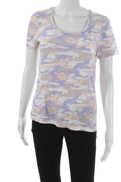 Monrow Womens Basic Camo Scoop Neck Cotton Tee Short Sleeve Size M