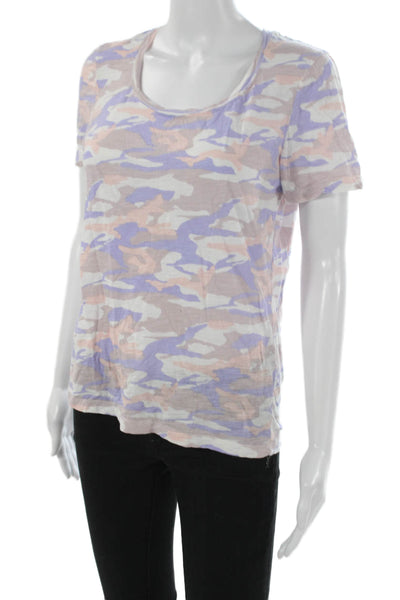 Monrow Womens Basic Camo Scoop Neck Cotton Tee Short Sleeve Size M