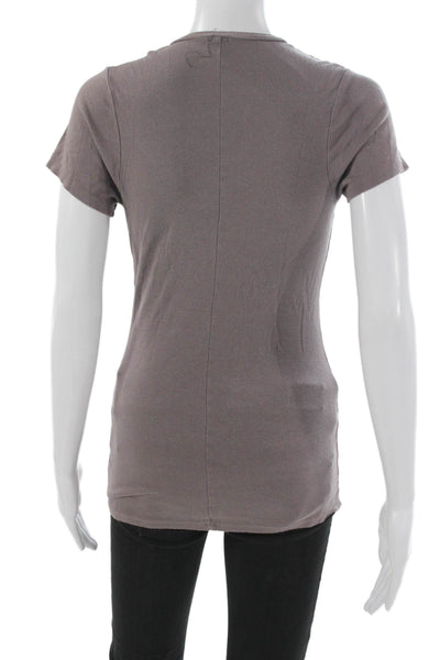 Monrow Womens Basic V Neck Short Sleeve T Shirt Brown Size M