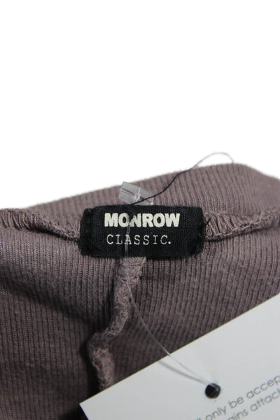 Monrow Womens Basic V Neck Short Sleeve T Shirt Brown Size M