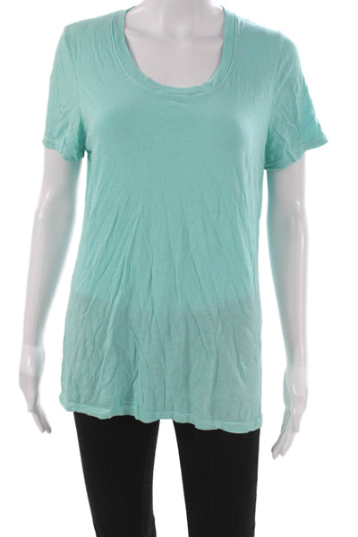 Monrow Women Basic Scoop Neck Short Sleeve T-Shirt Green Supima Modal Size M