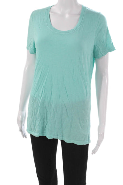 Monrow Women Basic Scoop Neck Short Sleeve T-Shirt Green Supima Modal Size M