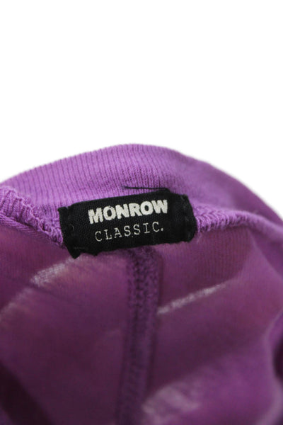 Monrow Women Basic V-Neck Cotton Short Sleeve T-Shirt Purple Size S