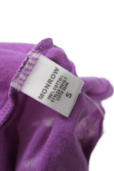 Monrow Women Basic V-Neck Cotton Short Sleeve T-Shirt Purple Size S