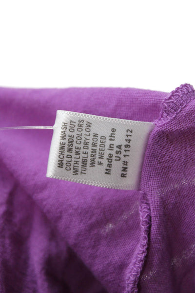 Monrow Women Basic V-Neck Cotton Short Sleeve T-Shirt Purple Size S