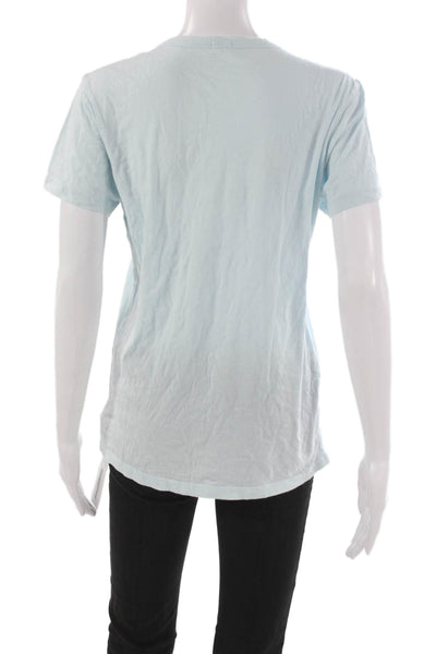 Monrow Women Basic T-Shirt Blue 100% Cotton Crew Neck Short Sleeve Size M