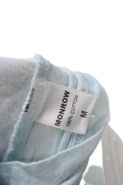 Monrow Women Basic T-Shirt Blue 100% Cotton Crew Neck Short Sleeve Size M