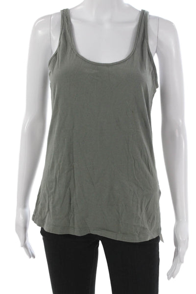Monrow Womens Basic Tank Scoop Neck Cotton Sleeveless Green Size L