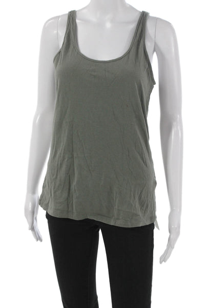 Monrow Womens Basic Tank Scoop Neck Cotton Sleeveless Green Size L
