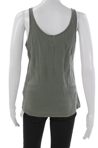 Monrow Womens Basic Tank Scoop Neck Cotton Sleeveless Green Size L