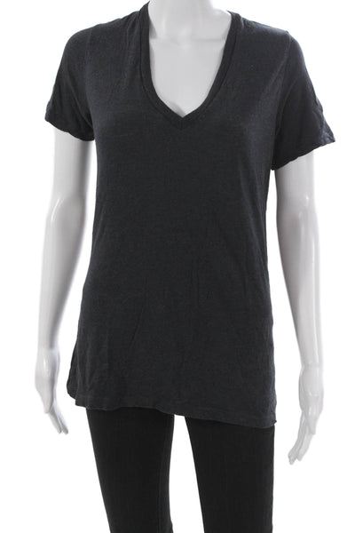 Monrow Womens Basic V-Neck Gray Short Sleeve T-Shirt Size M