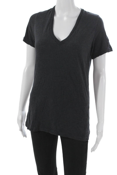 Monrow Womens Basic V-Neck Gray Short Sleeve T-Shirt Size M