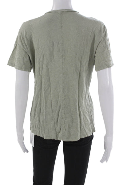 Monrow Womens Basic Linen V-Neck Green Short Sleeve T-Shirt Size M