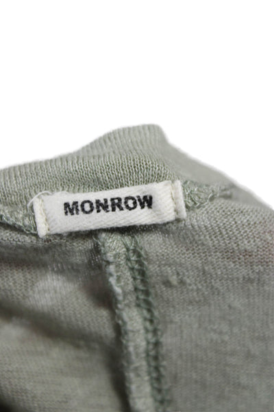 Monrow Womens Basic Linen V-Neck Green Short Sleeve T-Shirt Size M