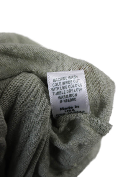 Monrow Womens Basic Linen V-Neck Green Short Sleeve T-Shirt Size M