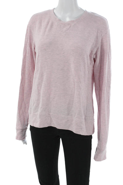 Monrow Women Pullover Sweatshirt Long Sleeve Pink Crew Neck Size L
