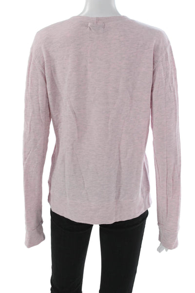 Monrow Women Pullover Sweatshirt Long Sleeve Pink Crew Neck Size L