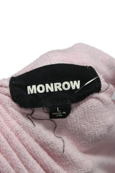 Monrow Women Pullover Sweatshirt Long Sleeve Pink Crew Neck Size L