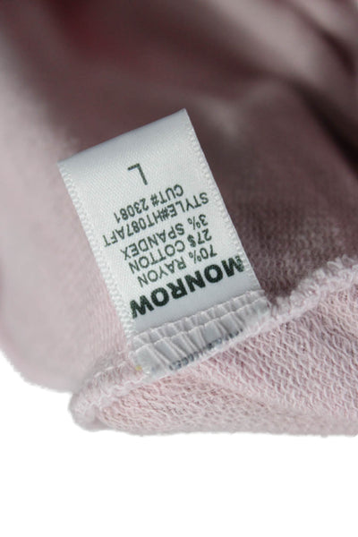 Monrow Women Pullover Sweatshirt Long Sleeve Pink Crew Neck Size L