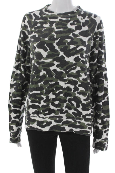 Monrow Womens Tencel Camouflage Pullover Crewneck Long Sleeve Size L