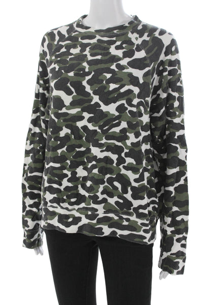 Monrow Womens Tencel Camouflage Pullover Crewneck Long Sleeve Size L