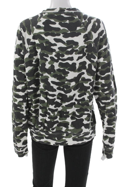 Monrow Womens Tencel Camouflage Pullover Crewneck Long Sleeve Size L