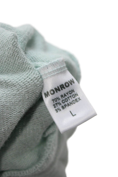 Monrow Womens Pullover Sweatshirt Green Crew Neck Long Sleeve Size L