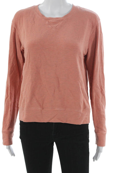 Monrow Women Pullover Sweatshirt Orange Rayon Crew Neck Long Sleeve Size L