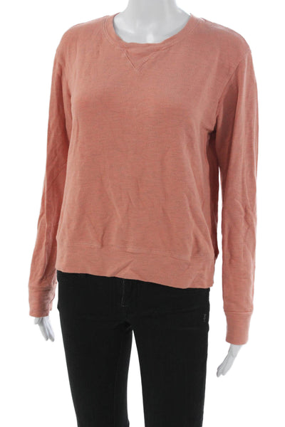 Monrow Women Pullover Sweatshirt Orange Rayon Crew Neck Long Sleeve Size L
