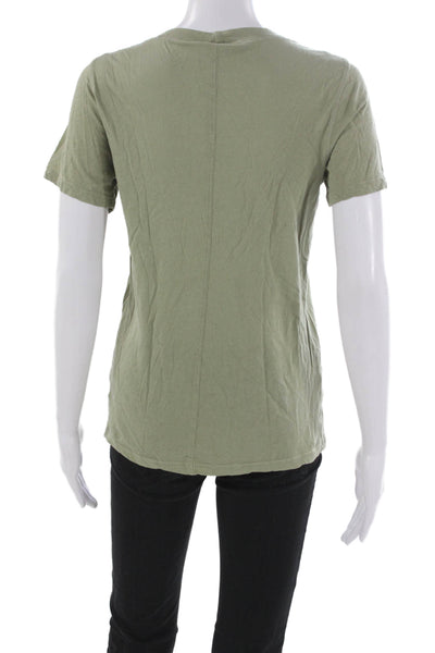 Monrow Women Basic Cotton Scoop Neck T-Shirt Green Short Sleeve Size L