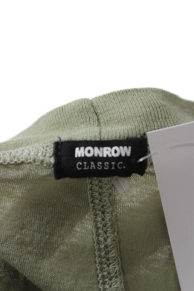 Monrow Women Basic Cotton Scoop Neck T-Shirt Green Short Sleeve Size L