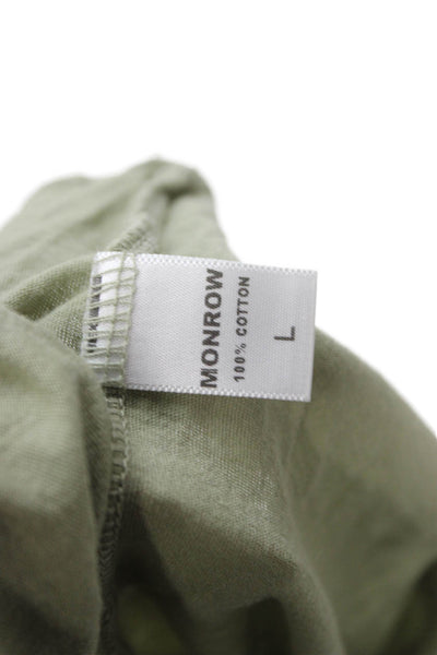 Monrow Women Basic Cotton Scoop Neck T-Shirt Green Short Sleeve Size L