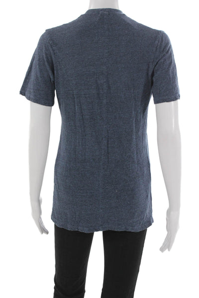 Monrow Womens Basic Blue V-Neck Short Sleeve T-Shirt Polyester Size M