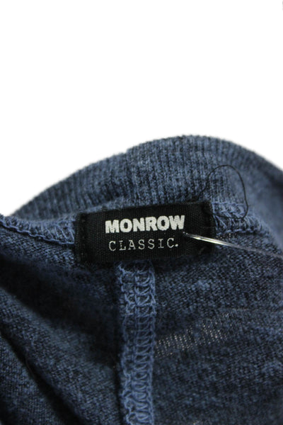 Monrow Womens Basic Blue V-Neck Short Sleeve T-Shirt Polyester Size M