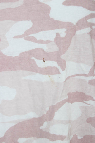 Monrow Women Basic Pink Camouflage Cotton Crew Neck T-Shirt Short Sleeve Size L