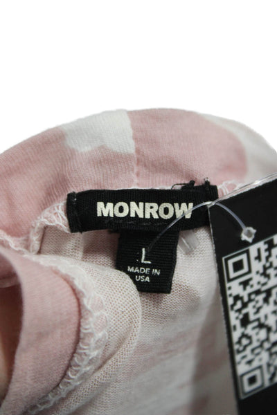 Monrow Women Basic Pink Camouflage Cotton Crew Neck T-Shirt Short Sleeve Size L