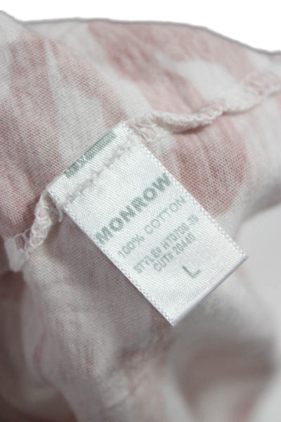 Monrow Women Basic Pink Camouflage Cotton Crew Neck T-Shirt Short Sleeve Size L