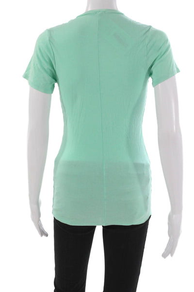 Monrow Womens Basic V-Neck Short Sleeve T-Shirt Green 50% Supima Size S