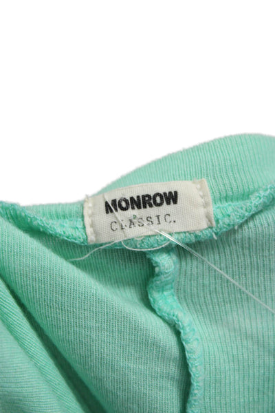 Monrow Womens Basic V-Neck Short Sleeve T-Shirt Green 50% Supima Size S