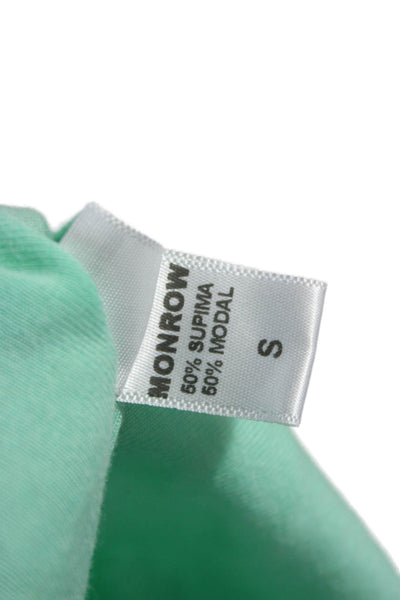 Monrow Womens Basic V-Neck Short Sleeve T-Shirt Green 50% Supima Size S