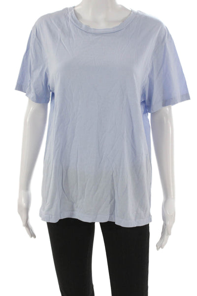 Monrow Womens Basic Blue Cotton Crew Neck Short Sleeve T-Shirt Size M