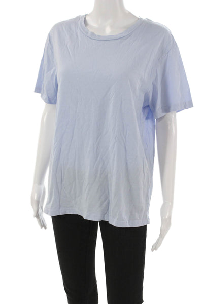 Monrow Womens Basic Blue Cotton Crew Neck Short Sleeve T-Shirt Size M