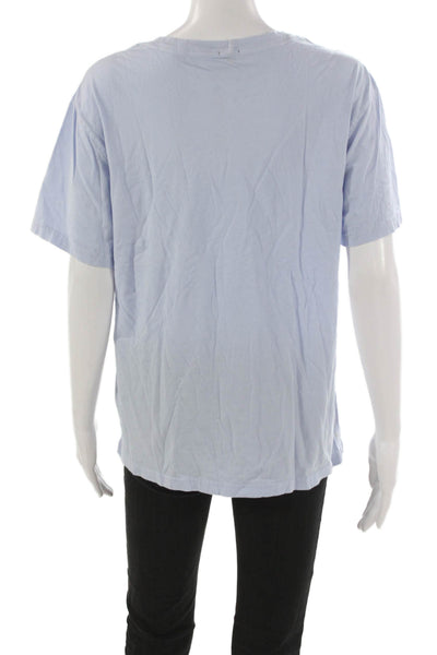 Monrow Womens Basic Blue Cotton Crew Neck Short Sleeve T-Shirt Size M