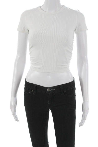 Lululemon Womens Basic T-Shirt White Crew Neck Short Sleeve Nylon Size 4
