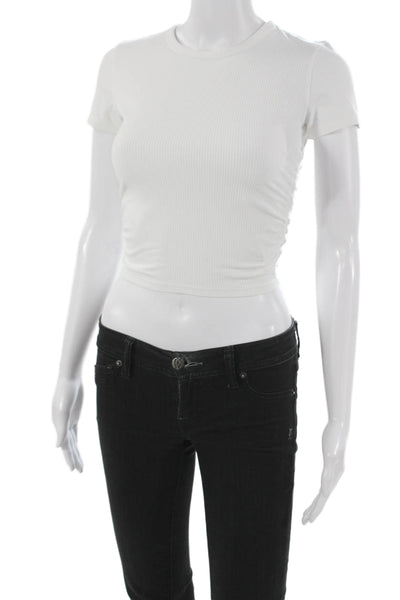 Lululemon Womens Basic T-Shirt White Crew Neck Short Sleeve Nylon Size 4